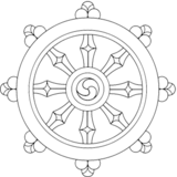 The Dharma wheel, often used to represent the noble eightfold path