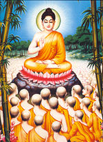 In the Bamboo (Venuvana) at Rajagriha, the Buddha gave a sermon to 1250 disciples.