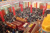Калмыцкие монахи - студенты Дрепунг Гоманг монастыря провели для земляков большой молебен.