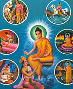 The Buddha expounds the Dharma to Queen Maha-Yana.
